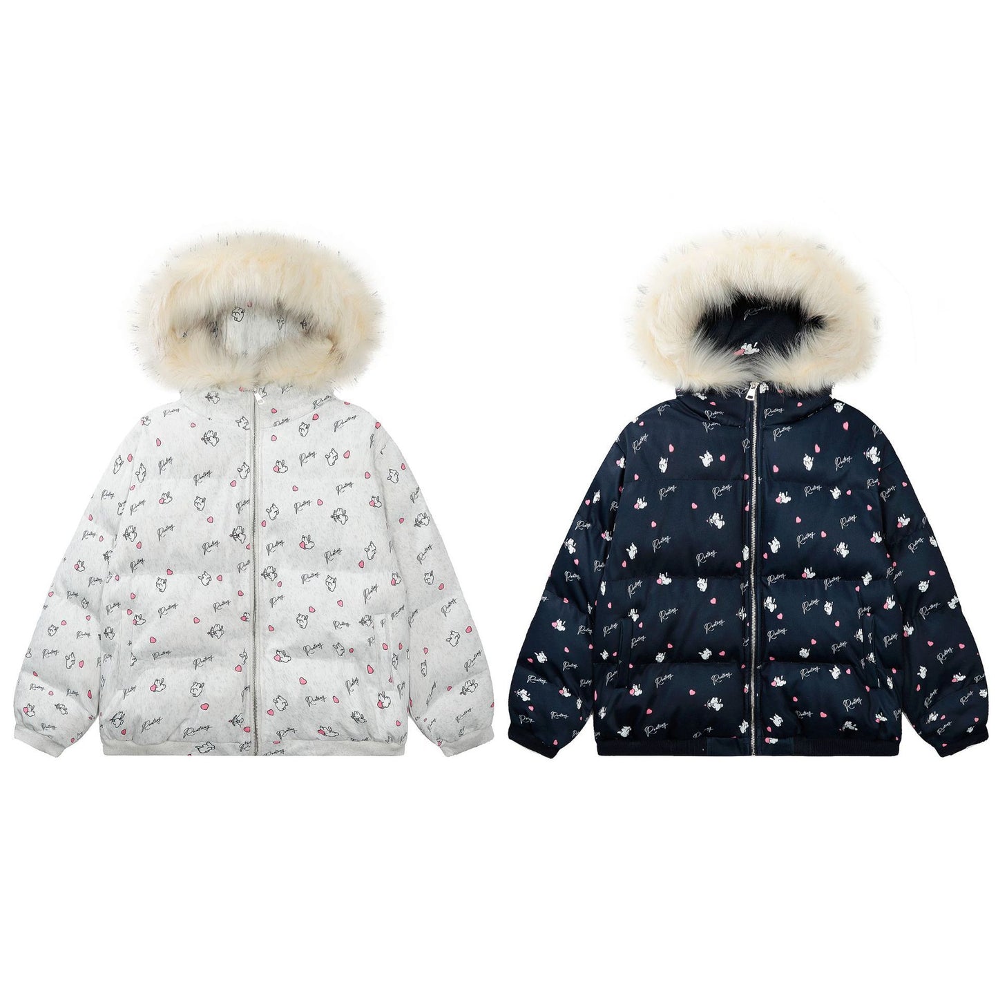 BG Fur Collar Hood Cotton Coat Jacket