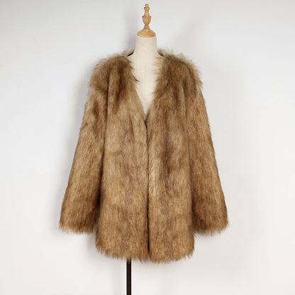 BG Warm Fleece-lined Faux Fur Coat