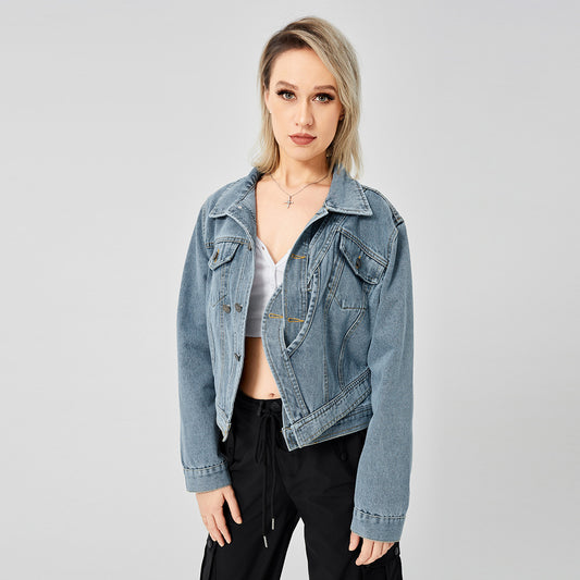 Women's Denim Long Sleeve Designed Jacket Fashion Top