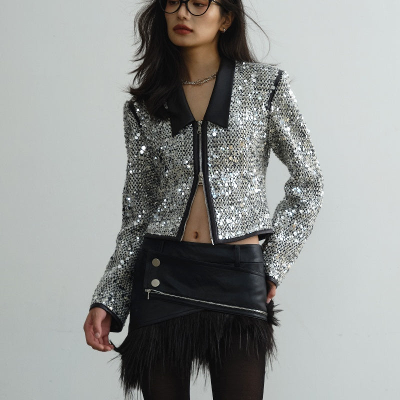 BG Retro Modern Urban Sequined  Short Coat