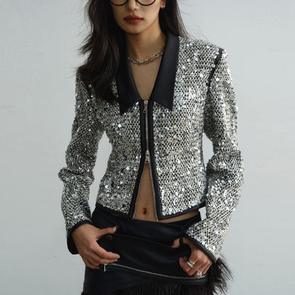 BG Retro Modern Urban Sequined  Short Coat