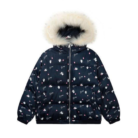 BG Fur Collar Hood Cotton Coat Jacket