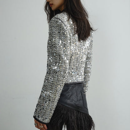 BG Retro Modern Urban Sequined  Short Coat