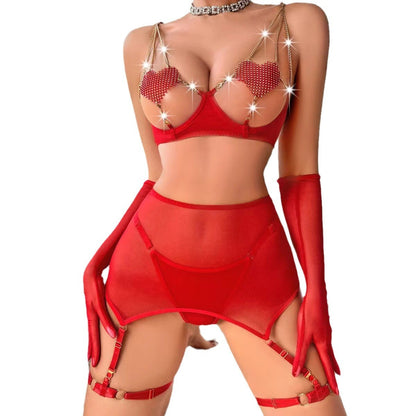 BG Love Metal Chain Stitching Underwear Suit