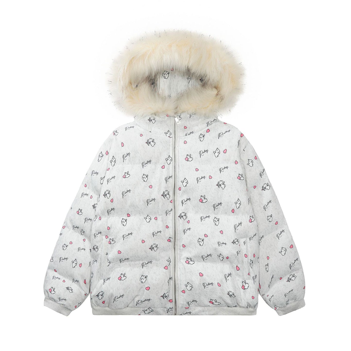 BG Fur Collar Hood Cotton Coat Jacket