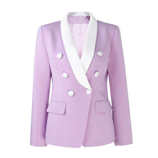 BG Satin Slim Double-breasted Blazer